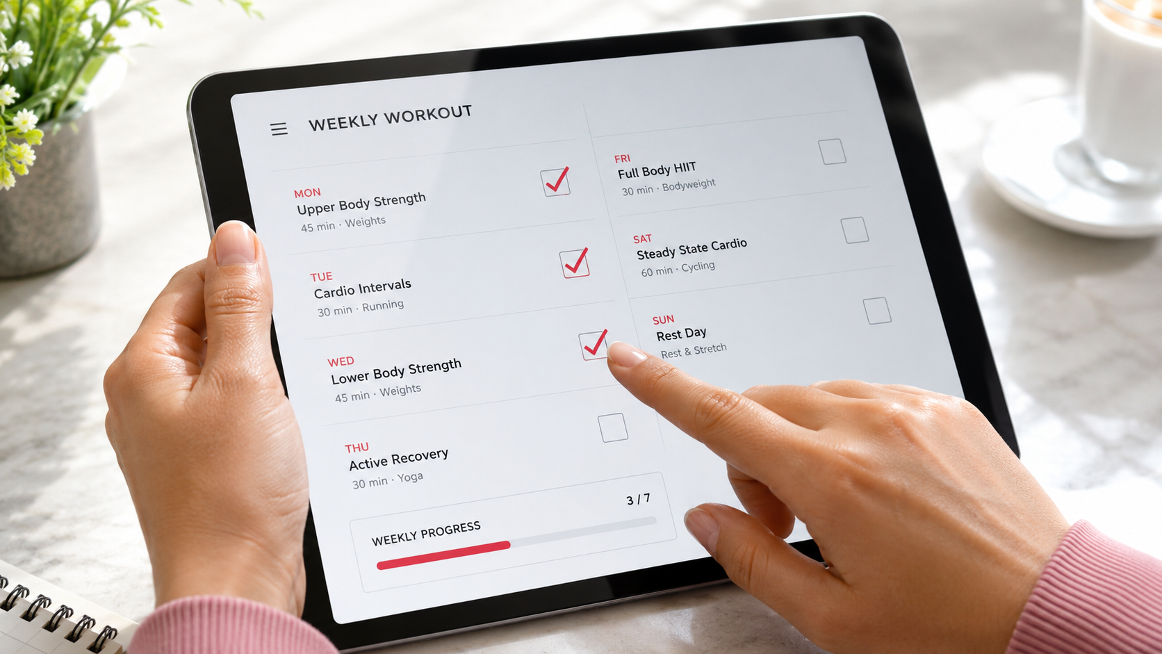 Weekly tracker checklist being checked off